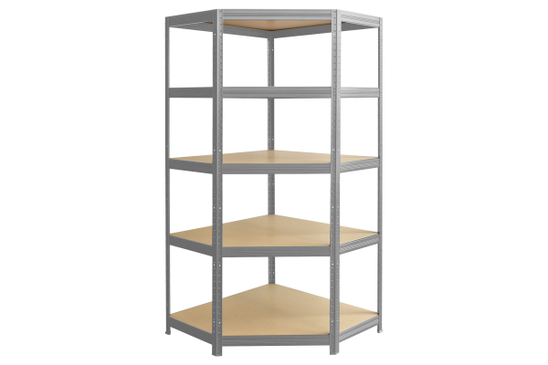Ъглов метален стелаж STAR CORNER 180x90x35 см, до 250 кг на рафт - цинк