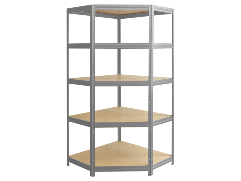 Ъглов метален стелаж STAR CORNER 180x90x35 см, до 250 кг на рафт - цинк -