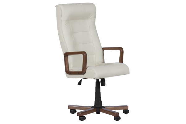 Президентски офис стол Royal wood - бял LUX