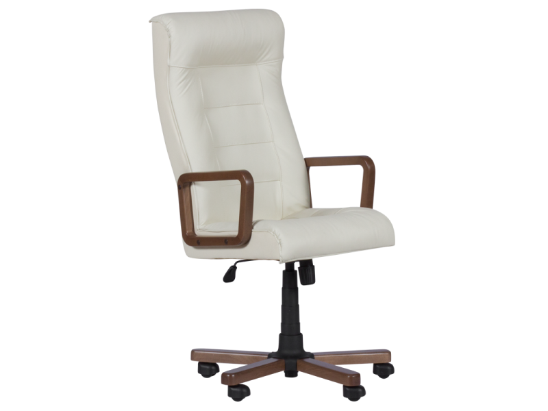 Президентски офис стол Royal wood - бял LUX - Офис столове