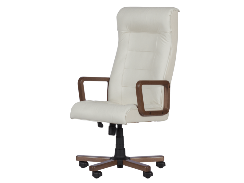 Президентски офис стол Royal wood - бял LUX - Офис столове