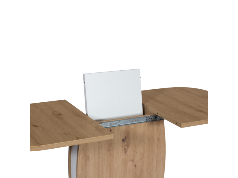 Разтегателна трапезна маса Barrel - дъб артисан/бял - Трапезни маси