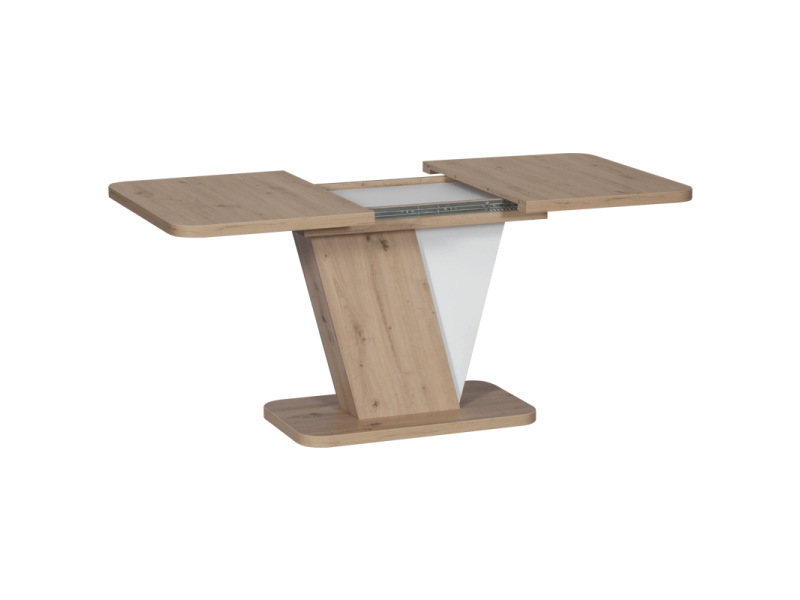 Разтегателна трапезна маса Crocus - дъб артисан/бял - Трапезни маси