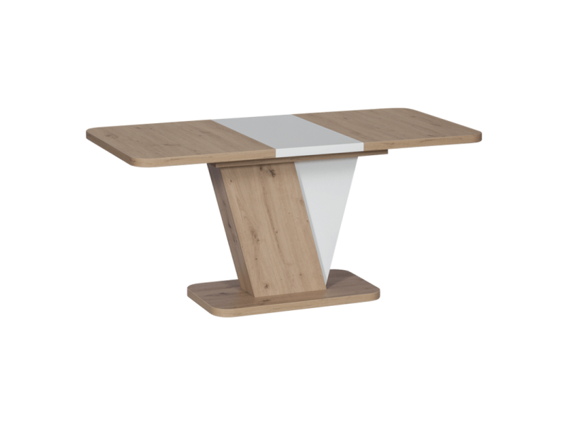 Разтегателна трапезна маса Crocus - дъб артисан/бял - Трапезни маси