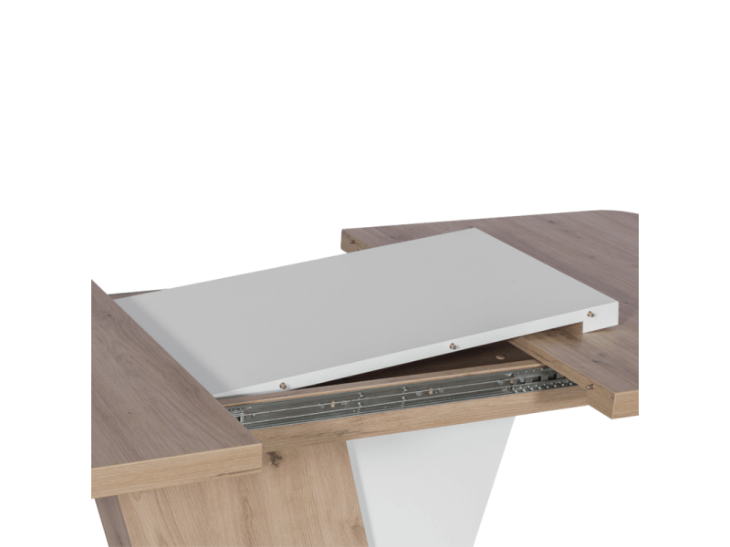 Разтегателна трапезна маса Crocus - дъб артисан/бял - Трапезни маси