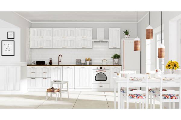 Кухня Сити 766 с лице от МДФ в бяло