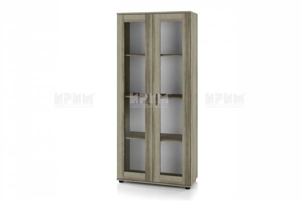 Висок шкаф с две витрини Сити 6207