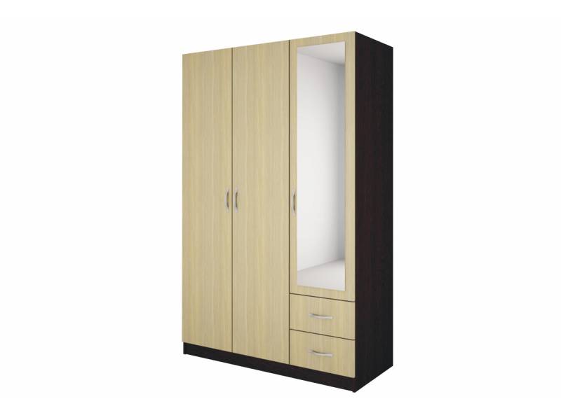 Трикрилен гардероб с чекмеджета и огледало Примо 14 - Трикрилни гардероби
