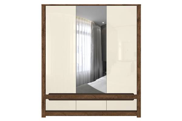 Трикрилен гардероб Ruso SZF2D1M3S с огледало