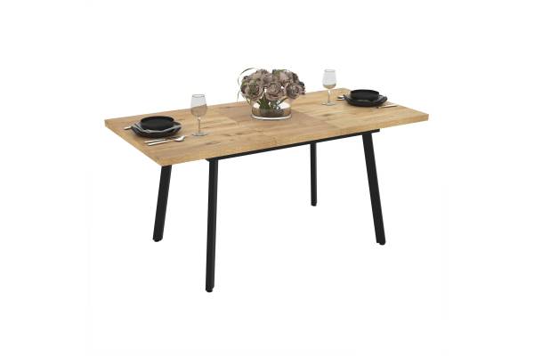 Разтегателна трапезна маса Lini 120 - Дъб артисан/Черно