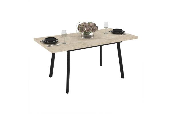 Разтегателна трапезна маса Lini 120 - Травертин/Черно