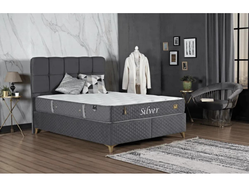 Боксспринг легло Silver с матрак - Тапицирани спални и легла