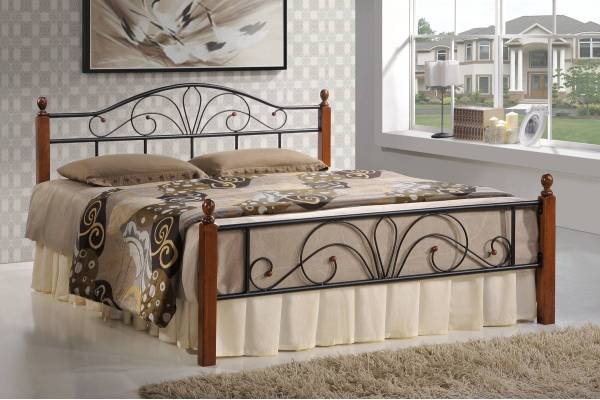 Легло 160/200 Venice - тъмен орех/черно