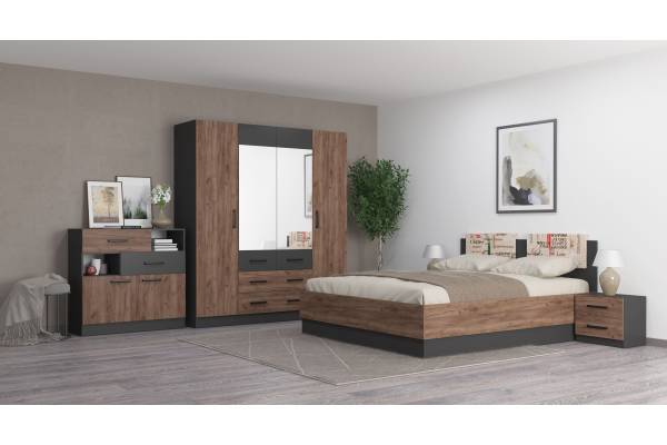 Спален комплект Мока - антрацит/табако крафт