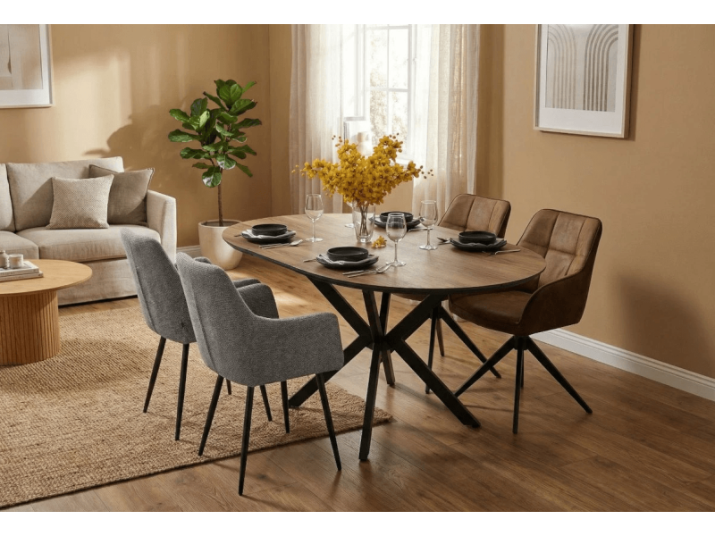 Разтегателна трапезна маса Dobok - Орех/Черно - Трапезни маси