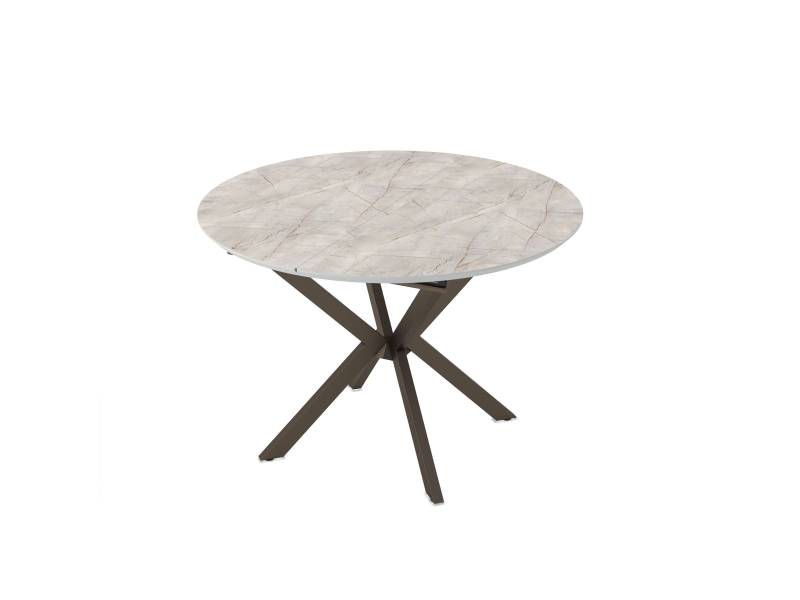 Разтегателна трапезна маса Dobok - Сив мрамор/Бронз - Трапезни маси