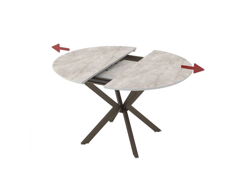 Разтегателна трапезна маса Dobok - Сив мрамор/Бронз - Трапезни маси