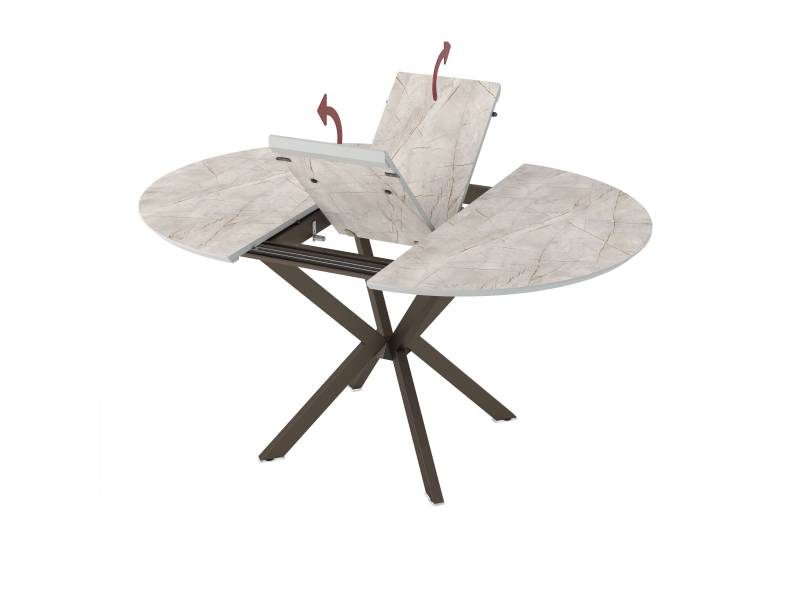 Разтегателна трапезна маса Dobok - Сив мрамор/Бронз - Трапезни маси