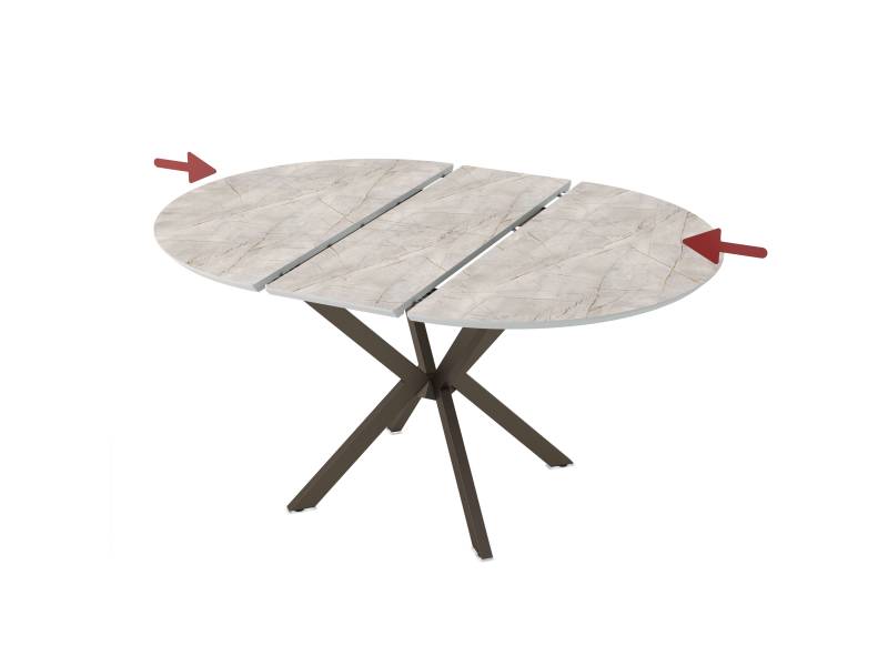 Разтегателна трапезна маса Dobok - Сив мрамор/Бронз - Трапезни маси