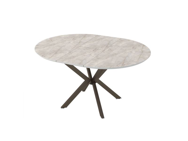 Разтегателна трапезна маса Dobok - Сив мрамор/Бронз - Трапезни маси