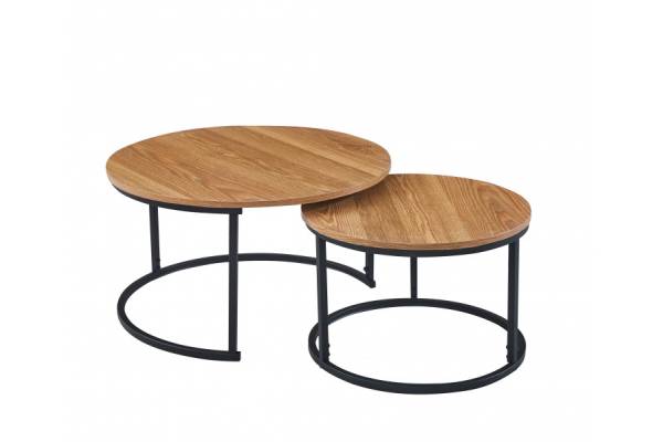 Комплект холни маси Natalia - Дъб кендъл/Черен