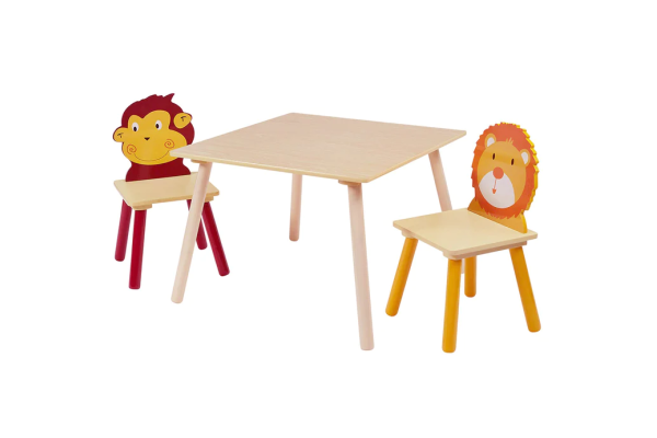 Комплект маса с две столчета от дърво Animals TF3868-2