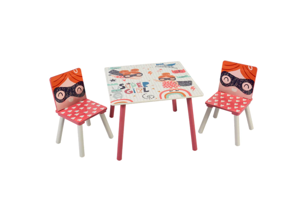 Комплект маса с две столчета от дърво Super Girl TF6001
