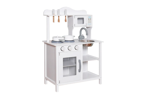 Детска дървена кухня за игра W10C404H - бяла