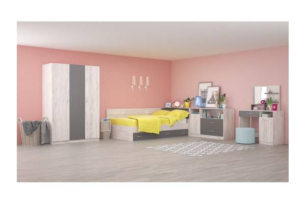 Спален комплект Андреа - дъб бланко и антрацит