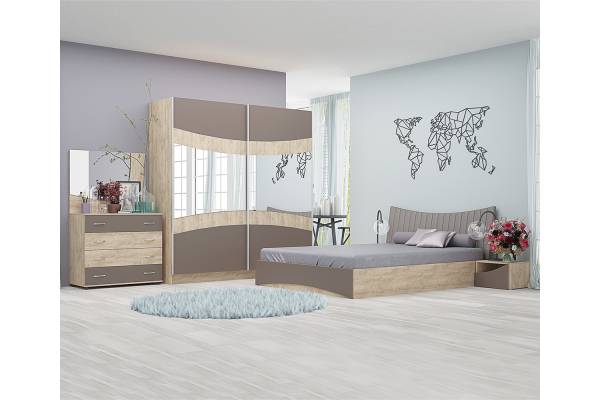 Спален комплект Сиена Н - дъб елеганс/тъмно капучино