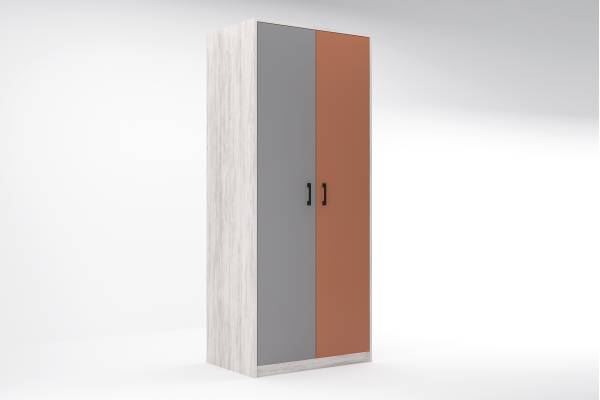 Двукрилен гардероб Сидни М5 - дъб бланко/сиво/сахара