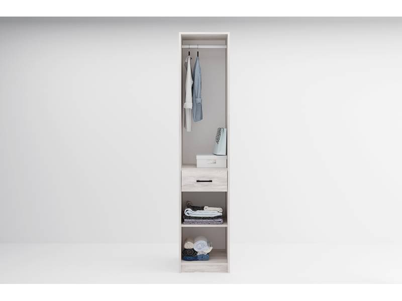 Еднокрилен гардероб Сидни М8 - дъб бланко/сиво/сахара - Еднокрилни гардероби