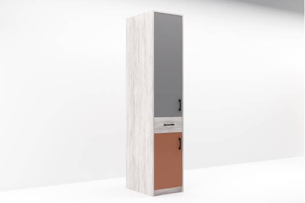 Еднокрилен гардероб Сидни М8 - дъб бланко/сиво/сахара
