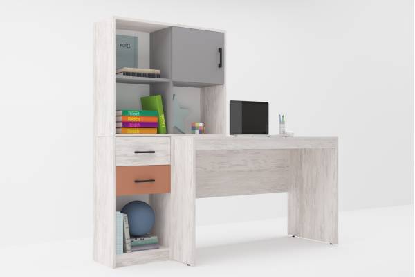 Бюро Сидни М12 - дъб бланко/сиво/сахара