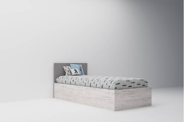 Легло Сидни М13 за матрак 90/200см с повдигащ механизъм  - дъб бланко/сиво/сахара