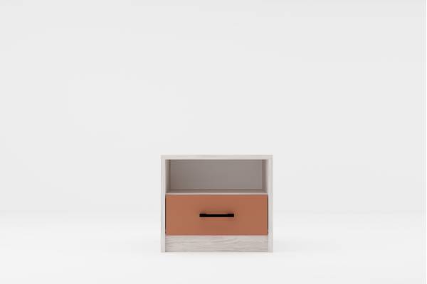 Нощно шкафче Сидни М3 - дъб бланко/сиво/сахара