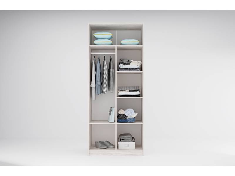Двукрилен гардероб Сидни М5 - дъб бланко/сиво/сахара - Двукрилни гардероби