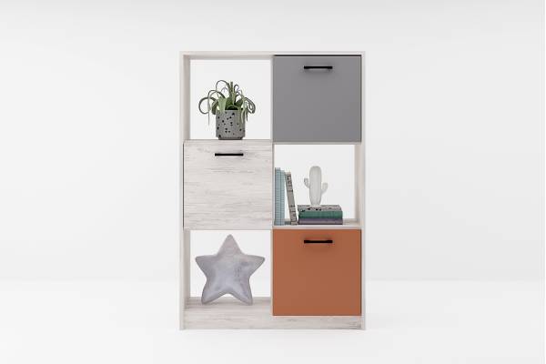 Етажерка Сидни М7 - дъб бланко/сиво/сахара