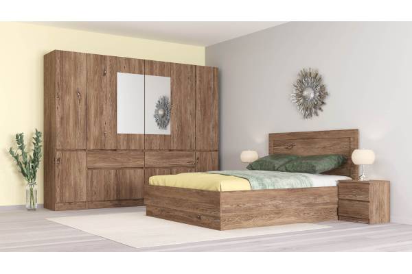 Модулно обзавеждане за спалня Лео - Браун Силвърджак