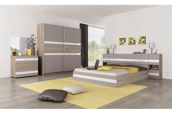 Спален комплект Виктория - тъмна сонома и лате