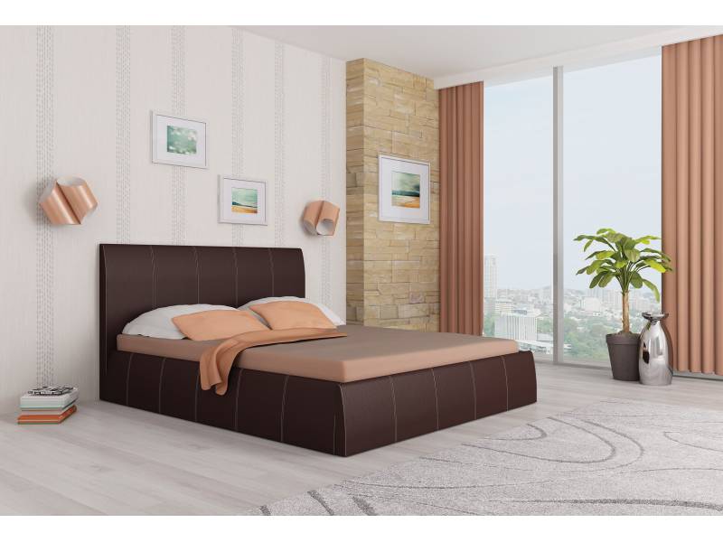 Тапицирано легло Капри - кафяво мат - Тапицирани спални и легла