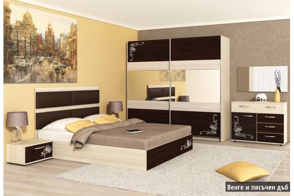 Спален комплект Карла в цвят пясъчен дъб и венге