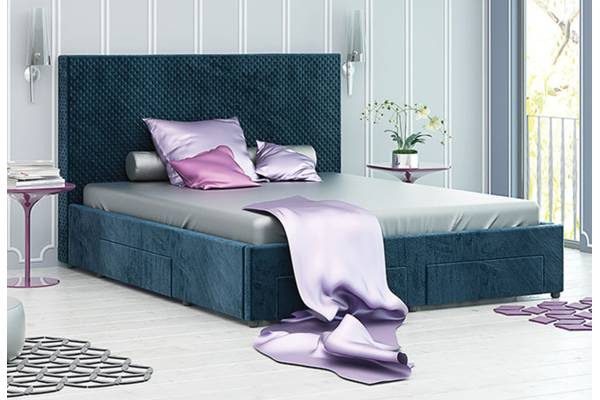 Тапицирано легло Велато - дамаска Велуто Блу