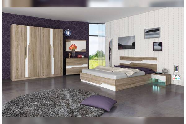 Спален комплект Виена - тъмна сонома/бяло