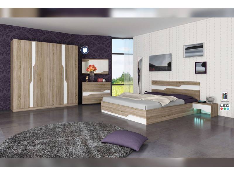 Спален комплект Виена - тъмна сонома/бяло - Спални комплекти