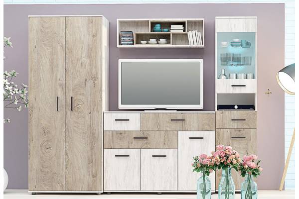 Модулна секция Вива Конфигурация 2 - Дъб бланко/Дъб норте