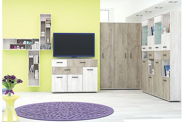 Модулна секция Вива Конфигурация 3 - Дъб бланко/Дъб норте