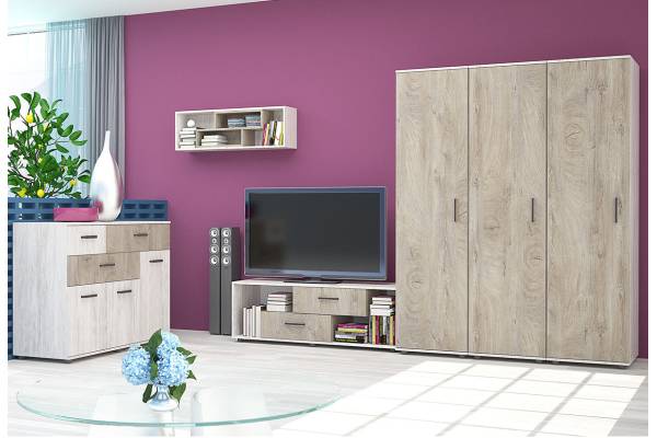 Модулна секция Вива Конфигурация 4 - Дъб бланко/Дъб норте