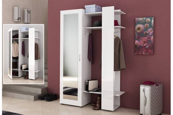 Портманто в бял гланц Ава