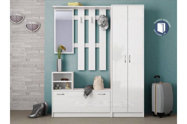 Портманто в бял гланц Валя